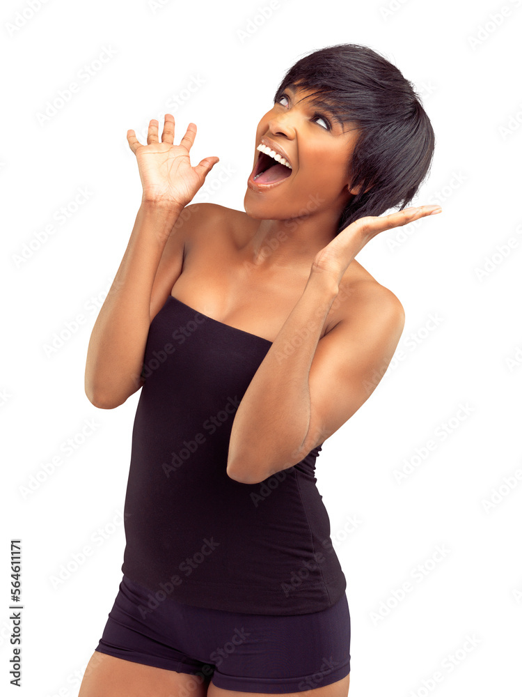 PNG Studio shot of a surprised looking young woman PNG Studio shot of a surprised looking young woman