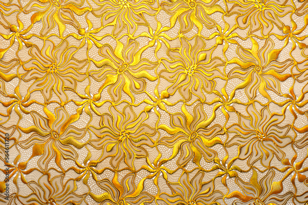 Illustration in the form of a floral golden ornament. Abstract pattern and texture Illustration in the form of a floral golden ornament. Abstract pattern and texture