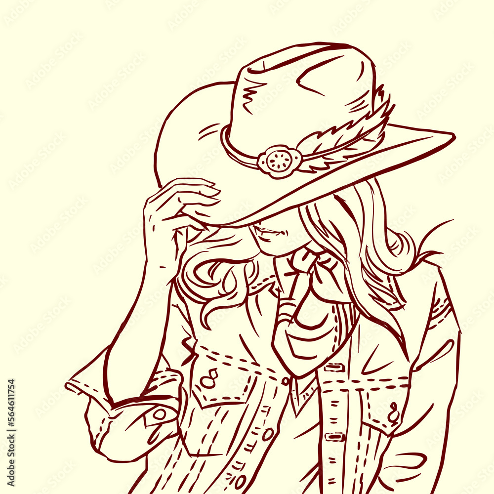 Naklejka premium girl with a hat vector for card decoration background