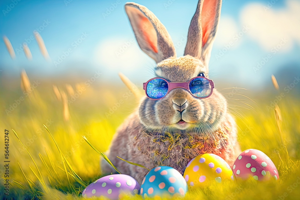 Osterhase mit bunten Ostereiern Easteregg Hintergrund Cover Magazin ...