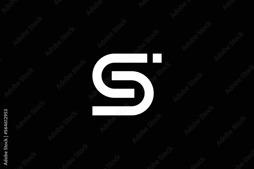 Creative and minimalist initial letter S i logo design template on black background Creative and minimalist initial letter S i logo design template on black background