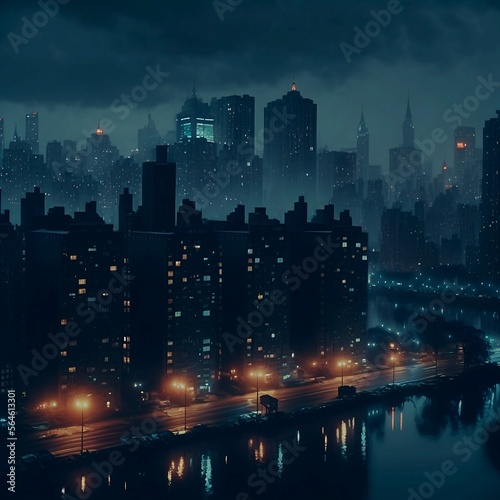 A big dark city digital illustration