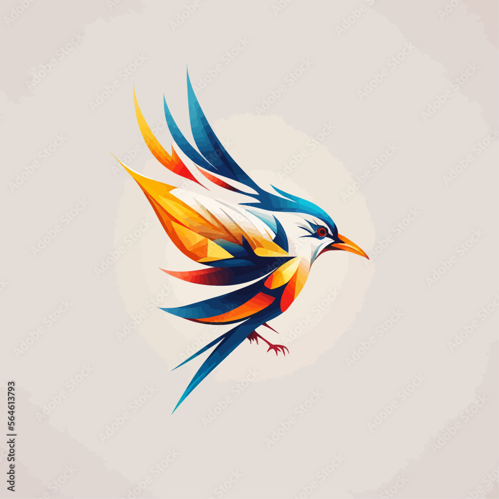Obraz premium Bird Logo abstract design. Vector illustration on a light background