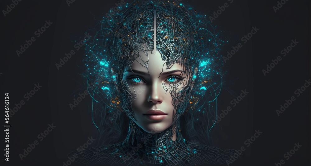 Ai cyber woman chatbot artificial intelligence copy spcae for text generative a Ai cyber woman chatbot artificial intelligence copy spcae for text generative a