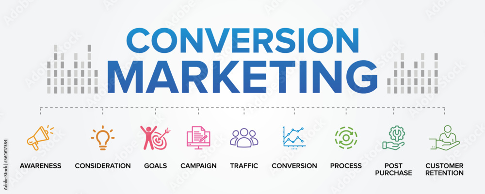 Conversion Marketing concept vector icons set infographic background illustration. CRO (conversion rate optimization). Conversion Marketing concept vector icons set infographic background illustration. CRO (conversion rate optimization).