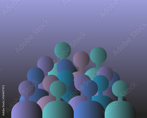 People. Abstract team illustration, people crowd silhouettes icon with vector gradient. Social icon. Flat design. Network of user groups. Group of corporate team, like-minded people, people and future