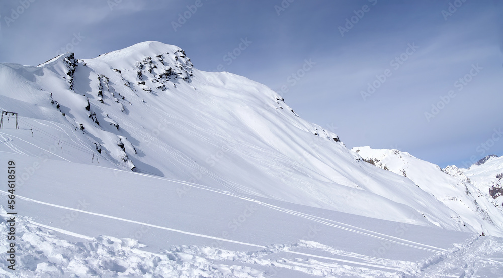 Panoramic view on off-piste slope