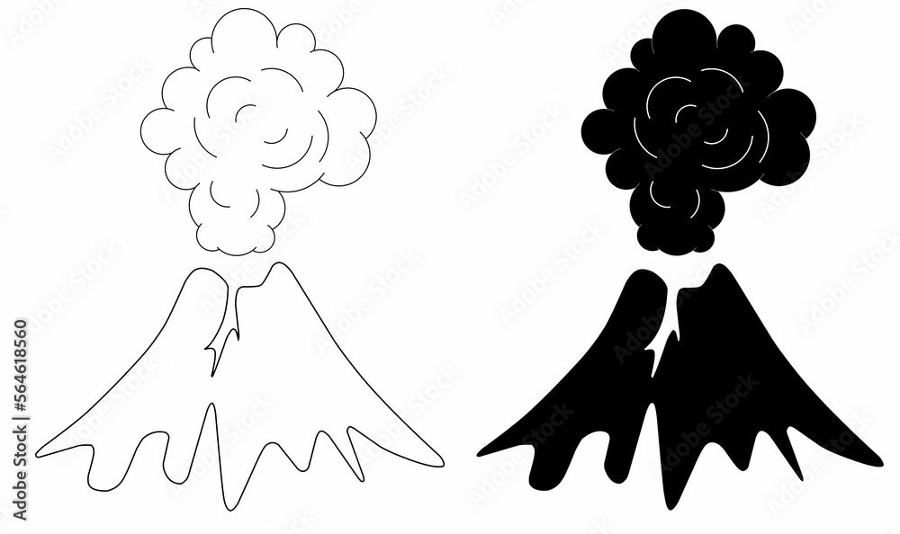 volcano explotion icon set isolated on white background