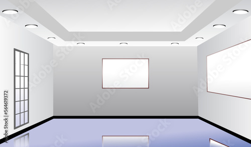 illustration of modern white office 

interior