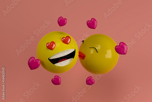3d rendering emoticon kiss