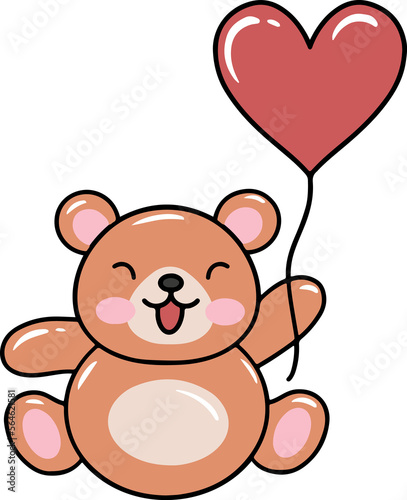 Valentines Day Bear with Balloon