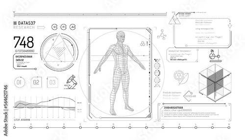 Set of infographic elements about the study of the human genome.