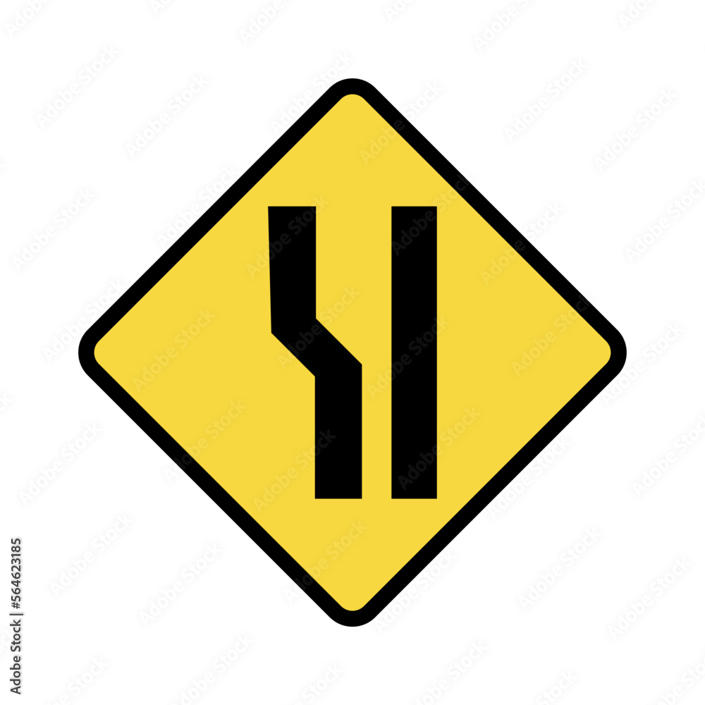 Left lane widening signs, Brazilian traffic sign vector illustration. Left lane widening signs, Brazilian traffic sign vector illustration.