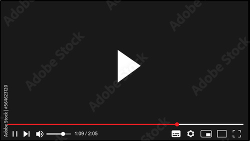 Multimedia video player frame template. Live video streaming, broadcasting vector illustration