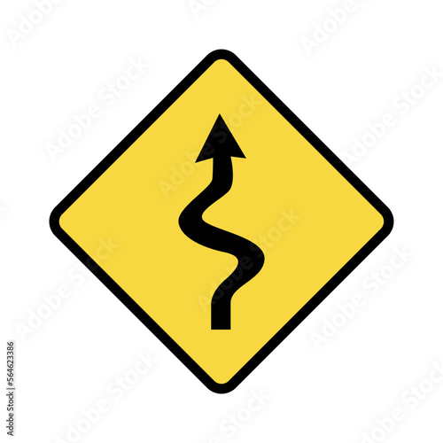 Right winding lane signs, Brazilian traffic sign vector illustration.