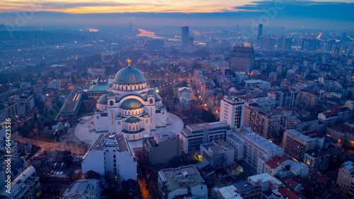View of Saint Sava, orthodox church in Belgrade, Serbia.