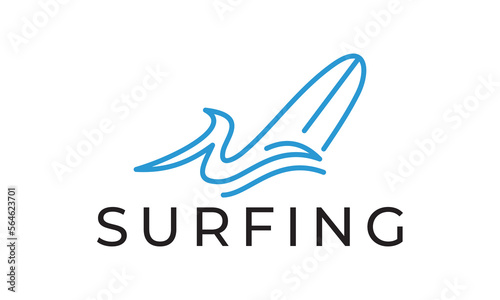 surf logo .simple creative linear style symbol vector design