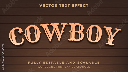 retro vintage wood cowboy 3d graphic style editable text effect