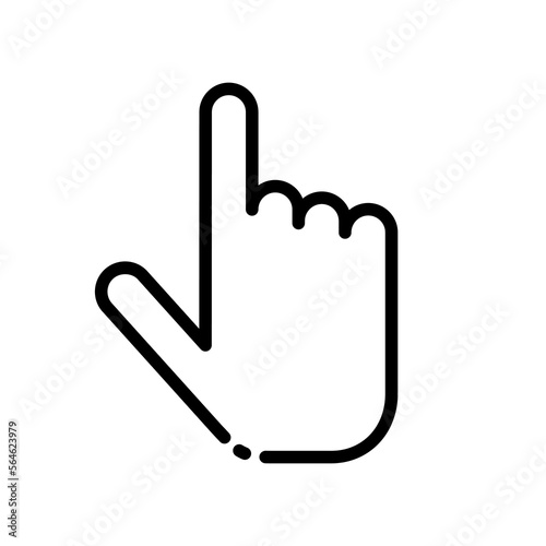 Click the line icon. Work, internet, remotely, social networks, select, earnings, coin, dollar, hand, finger, press, freelancing, online. technology concept. Vector black line icon on white background