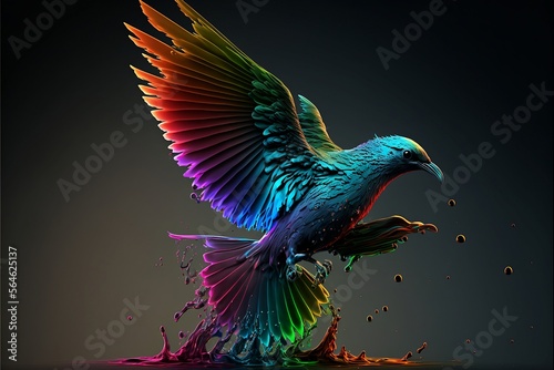 Multicolored Exotic Bird. Generative AI