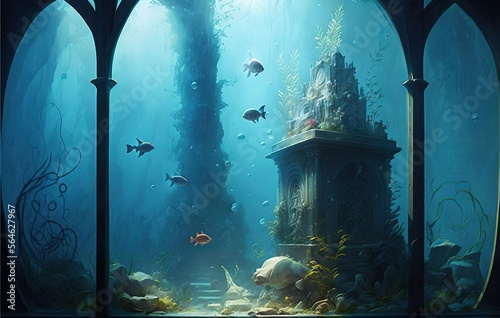 4K resolution or higher, angelarium aquarium. Generative AI Technology photo