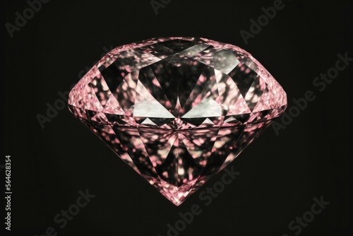 Light pink diamond on black background. Jewelry made with gemstones for banner  designer  jewelry shop. Generative AI
