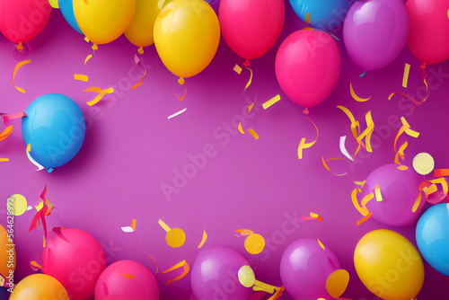 A render of a room filled with a lot of multicolored balloons photo