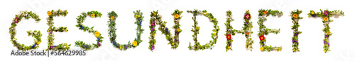 Blooming Flower Letters Building German Word Gesundheit Means Health