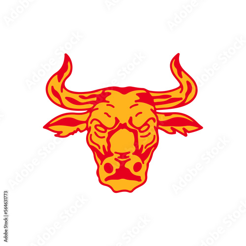 vector illustration of an angry bull's head