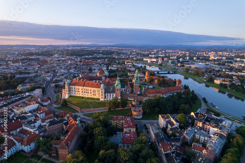 Krakow, Cracow, Lesser Poland Voivodeship. Krakus Mound, Market Square in Krakow, Wawel Castle and other popular buildings and architecture in Krakow.