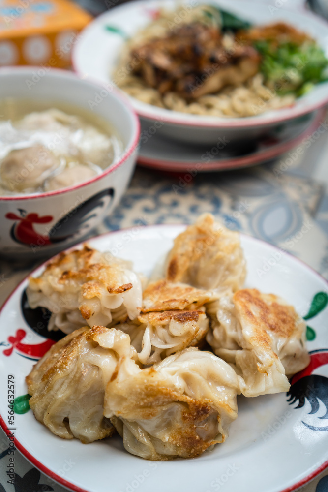 Close Up View of Fried Dumplings or Gyoza Close Up View of Fried Dumplings or Gyoza