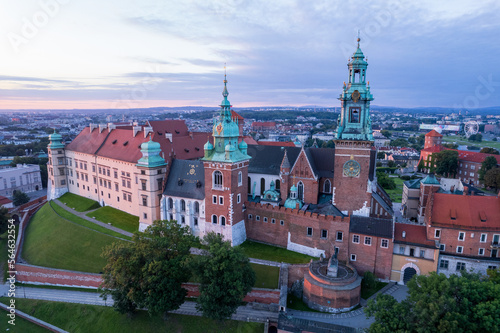 Krakow, Cracow, Lesser Poland Voivodeship. Krakus Mound, Market Square in Krakow, Wawel Castle and other popular buildings and architecture in Krakow.