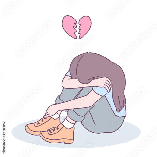 A heartbroken woman sitting in the house embracing him.