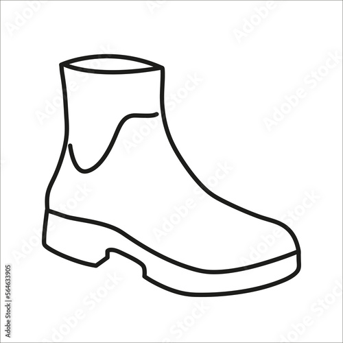 One female shoe simple flat black and white vector illustration isolated on white background. Icon silhouette of shoe, boot, shoe for shoe stores.