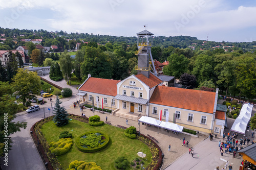 Wieliczka, Lesser Poland. Salt mine, graduation tower, railway station and other popular buildings and architecture on a sunny day in Wieliczka.