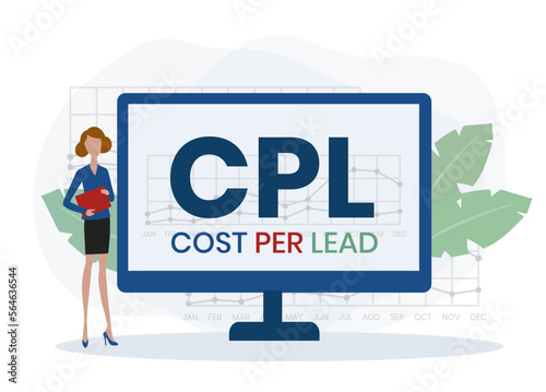 CPL - Cost Per Lead acronym, business concept background. vector illustration concept with keywords and icons. lettering illustration with icons for web banner, flyer, landing page, presentation