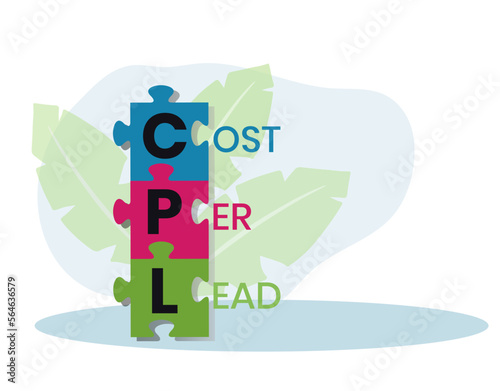 CPL - Cost Per Lead acronym, business concept background. vector illustration concept with keywords and icons. lettering illustration with icons for web banner, flyer, landing page, presentation