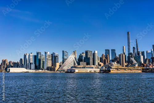 Scenic view of the New York Manhattan skyline seen from across the Hudson River in Edgewater © ververidis