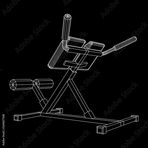Modern exercise machine for the back and abs. Hyperextension simulator.