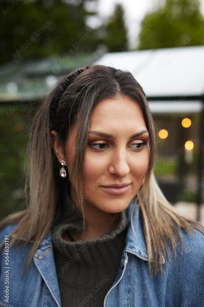 Smiling woman looking away Smiling woman looking away