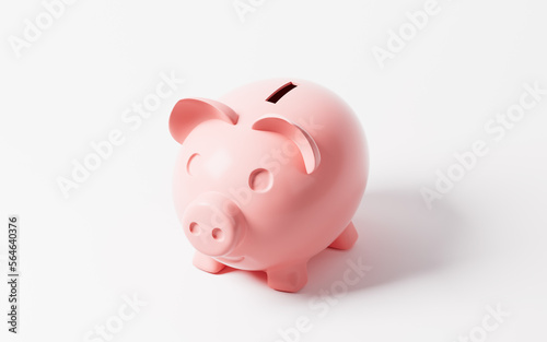 Piggy bank in the pink background, 3d rendering.