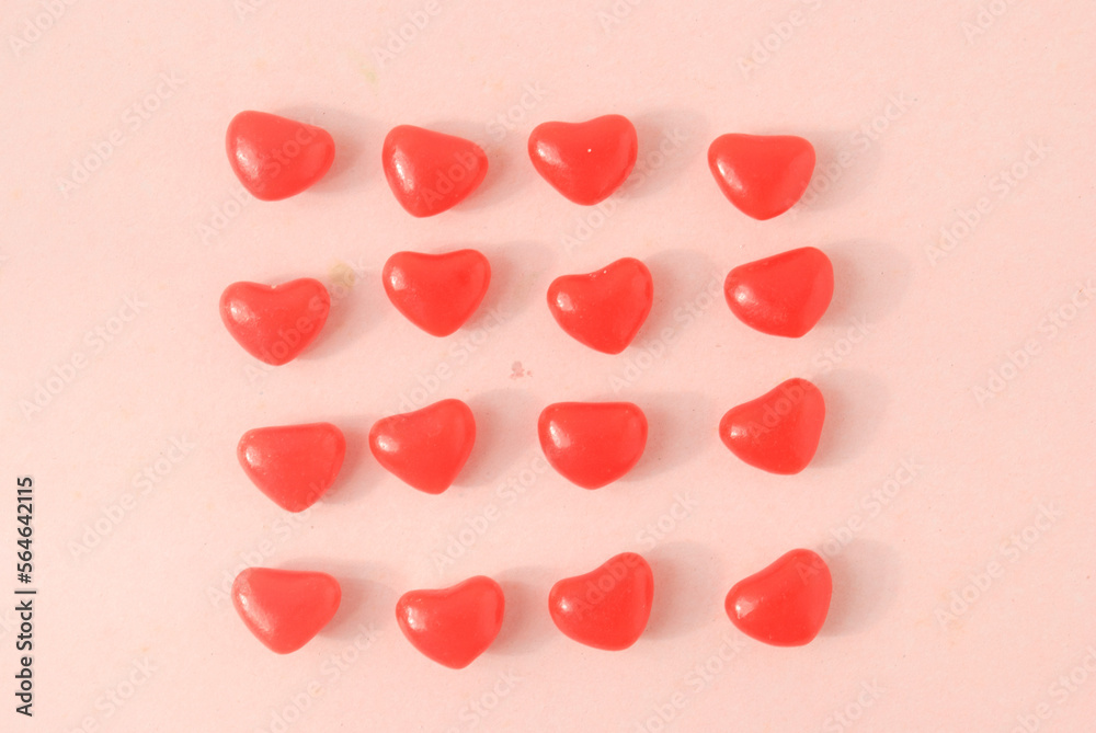 Red candy hearts  background
