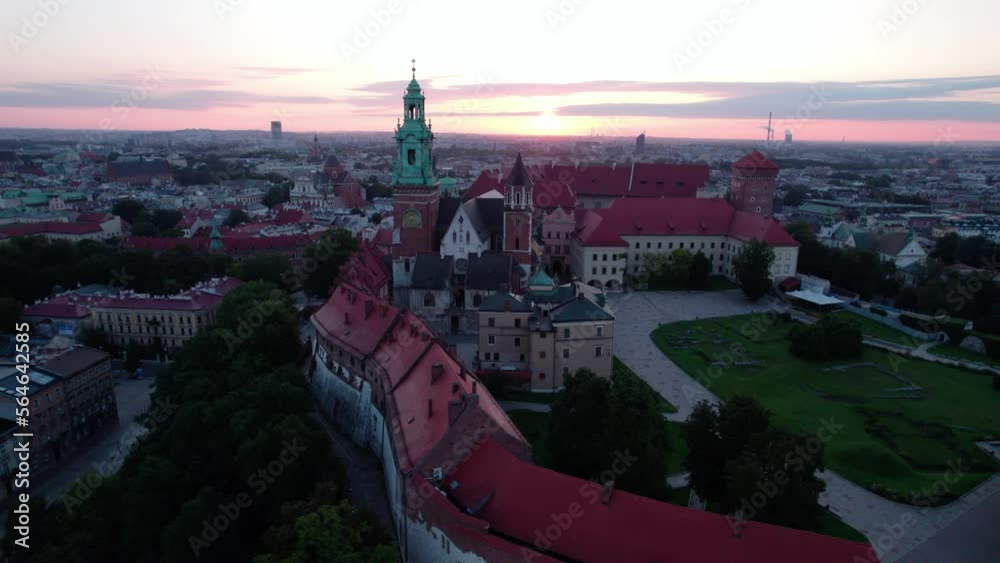 Krakow, Cracow, Lesser Poland Voivodeship. Krakus Mound, Market Square in Krakow, Wawel Castle and other popular buildings and architecture in Krakow. Krakow, Cracow, Lesser Poland Voivodeship. Krakus Mound, Market Square in Krakow, Wawel Castle and other popular buildings and architecture in Krakow.
