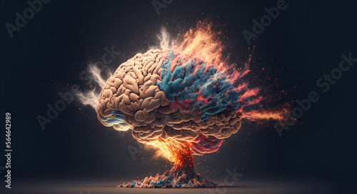 Concept art of a human brain exploding with knowledge and creativity. generative ai photo