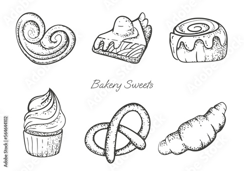 baking set of elements in hand drawing style
