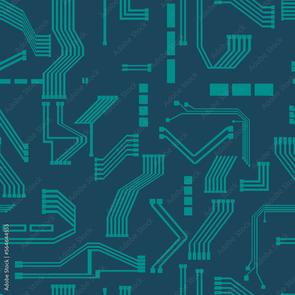 seamless pattern with abstract microcircuit tracks for backgrounds and illustrations in an innovative technical style