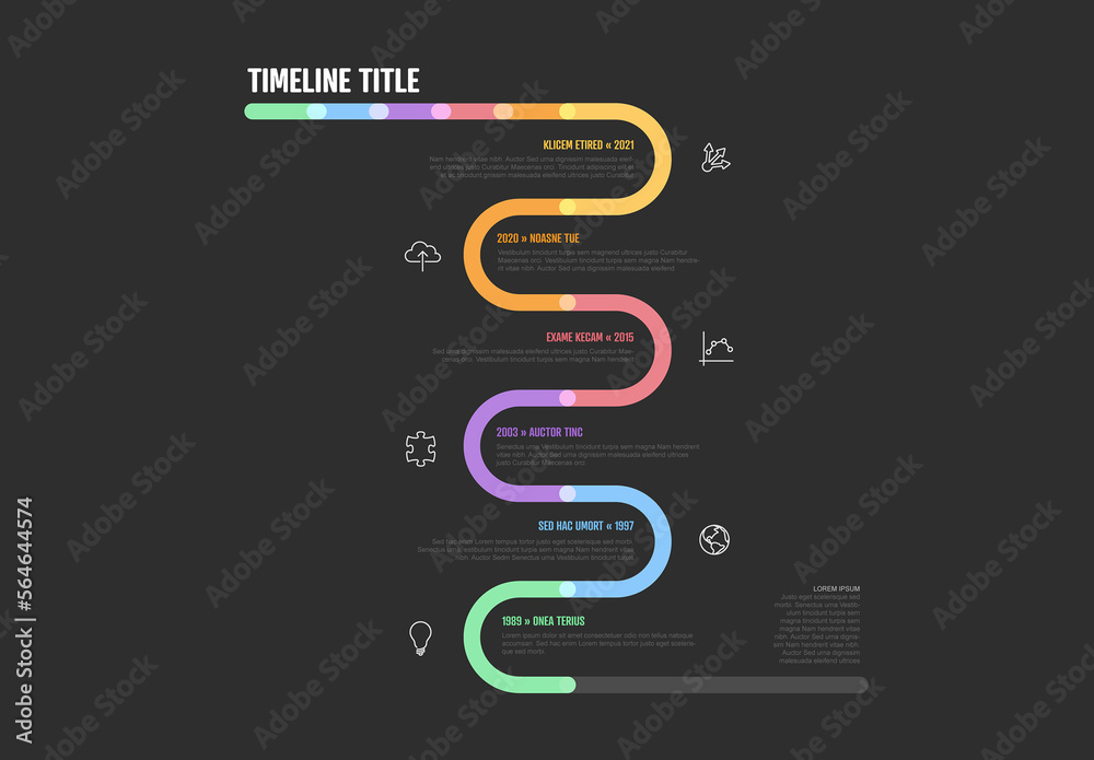 thick line infogrpahic timeline diagram template with... Thick line Infogrpahic vertical dark timeline diagram template Stock ...