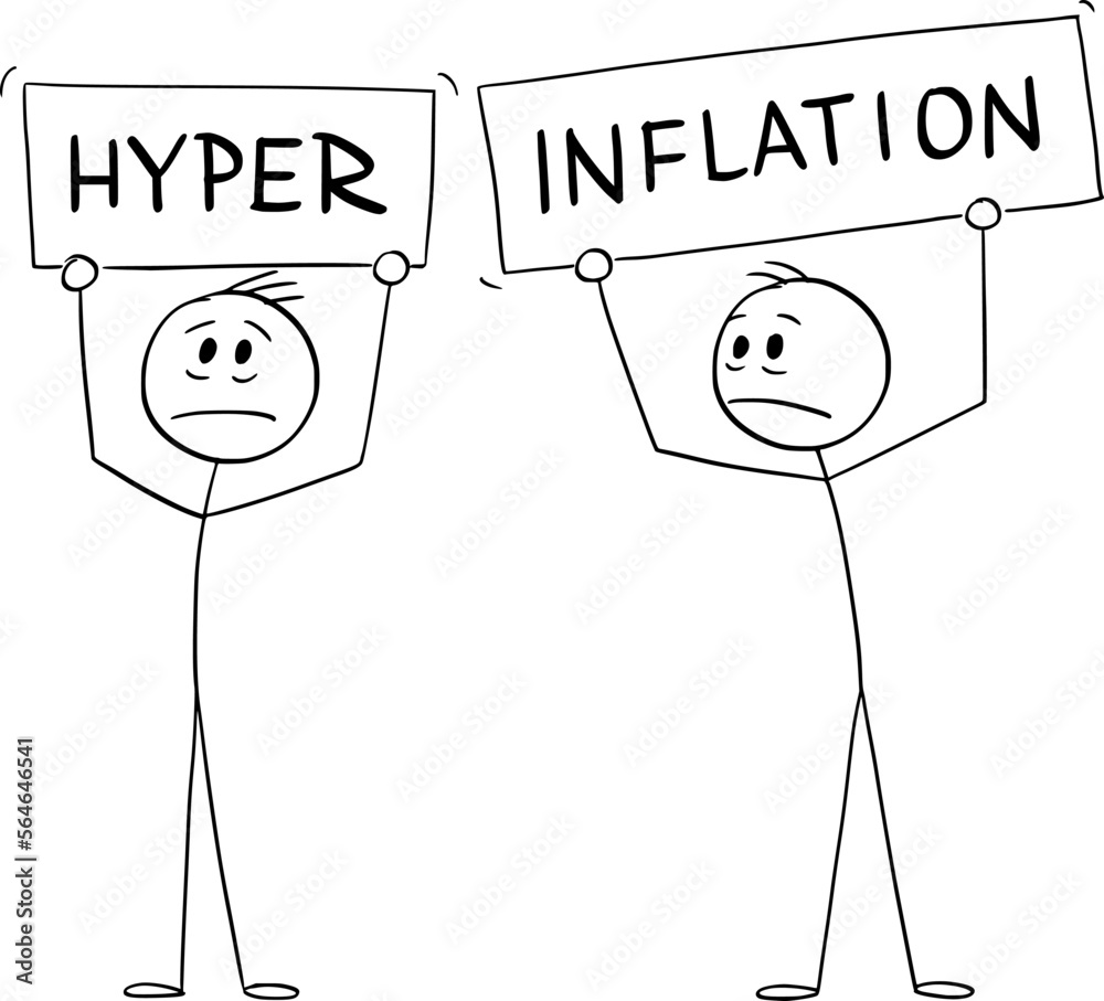 Persons Holding Hyperinflation Sign Vector Cartoon Stick Figure persons-holding-hyperinflation-sign-vector-cartoon-stick-figure