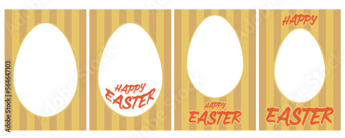 HAPPY EASTERの文字のシンプルなグリーティングカード素材セット