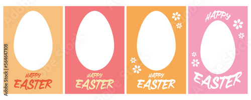 HAPPY EASTERの文字のシンプルなグリーティングカード素材セット